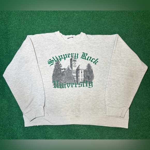 Vintage 50s 60s Slippery Rock University Old Main Boxy Collegiate Crewneck